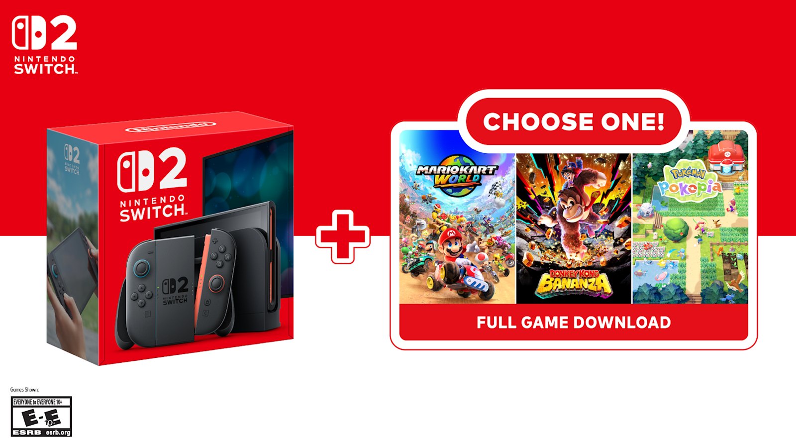 The 'Choose Your Game' bundle: console plus Mario Kart World, Donkey Kong Bananza or Pokémon Pokopia at $499.99 until the price rise